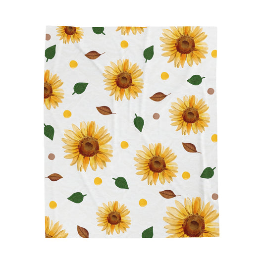 Sunflowers Velveteen Plush Blanket, Cozy Home Decor, Soft Touch Throw, 3 Sizes